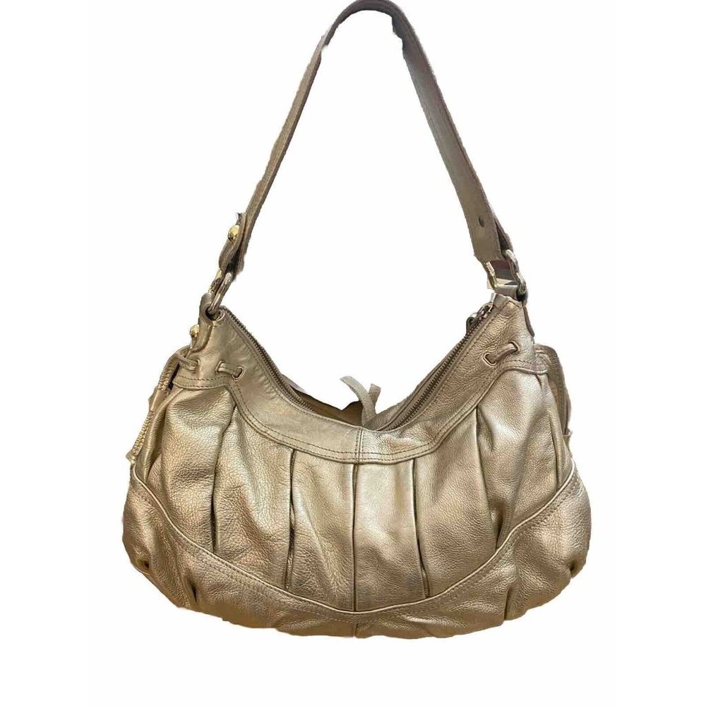 INNUE  ITALY GOLDHOBO BAG Metallic Leather Pebble finish Single Strap Handbag
